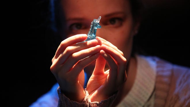 Catherine Backer rehearses a scene from "The Glass Menagerie" at the Riverside Theatre on Tuesday, Nov. 3, 2015.