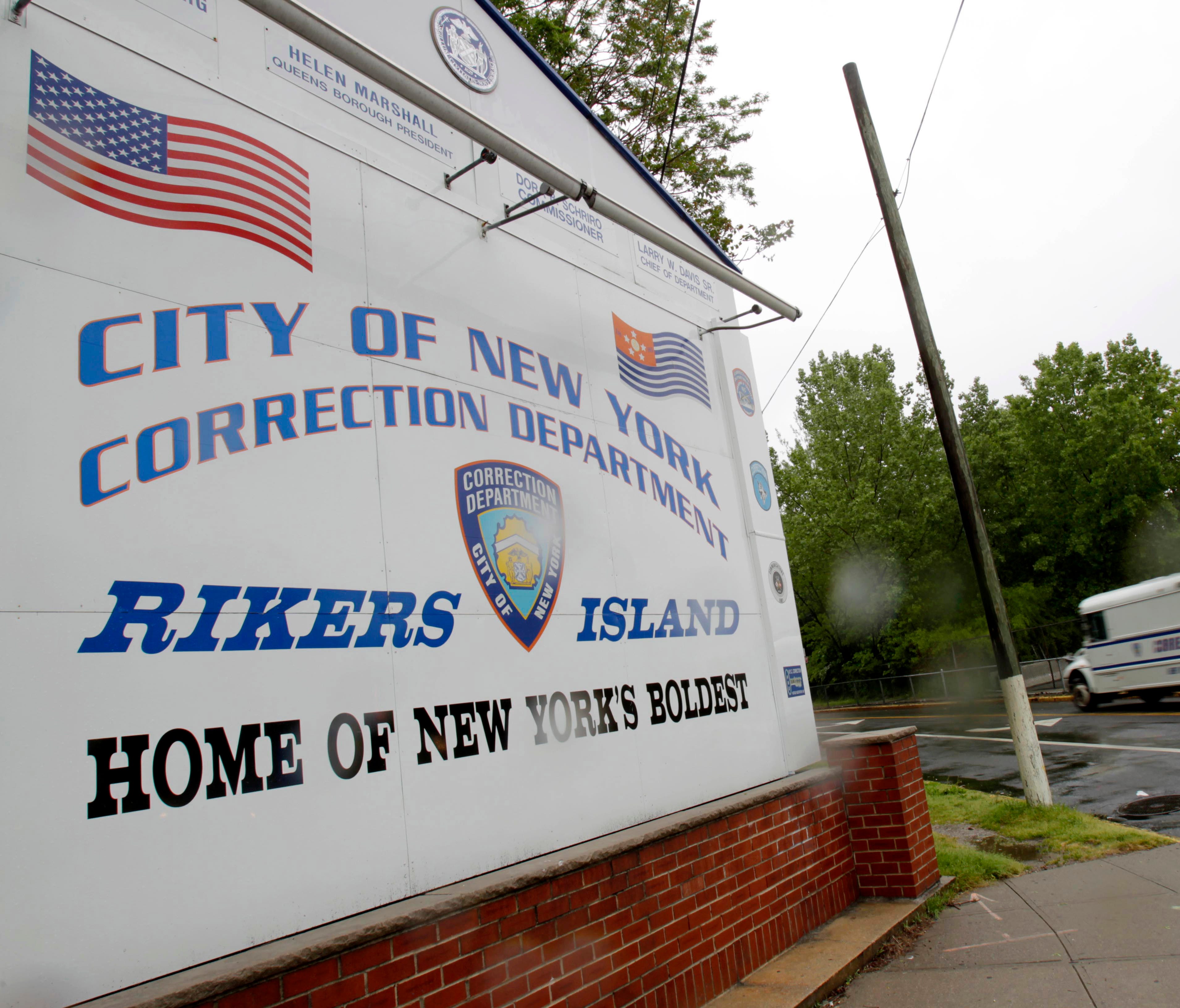 Sign near the gate at Rikers Island.