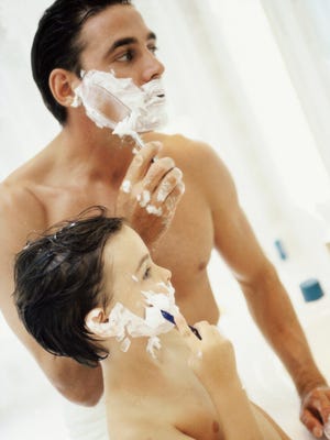 When the time comes, dads should offer their sons guidance on the daily ritual of shaving.