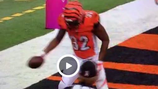 Jeremy Hill does the Ickey shuffle.