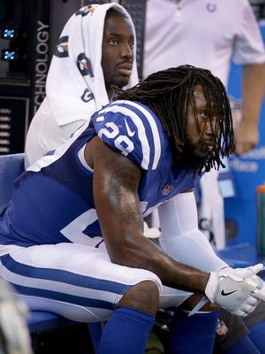 A dejected Indianapolis Colts safety Malik Hooker (29) late in the second half of their game at Lucas Oil Stadium Sunday, Sept, 17, 2017. The Colts lost to the Cardinals 16-13 in overtime.