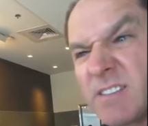 A still photo of the man seen confronting a woman in a headscarf who identifies herself as a Muslim at a Riverside, Calif., coffee shop