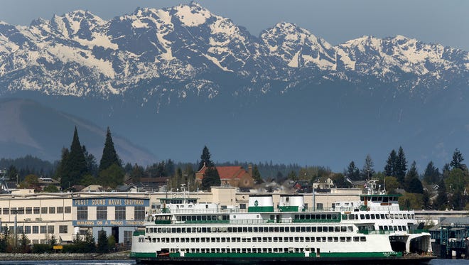 FILE PHOTO – The Washington State ferry Kaleetan leaves the Bremerton dock.