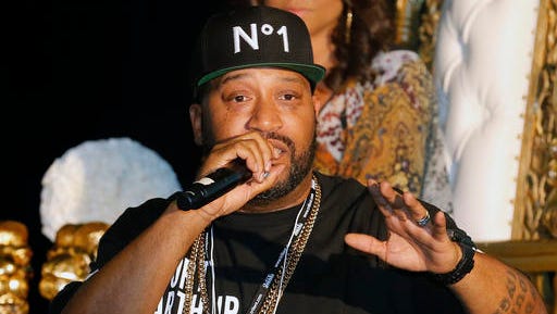 FILE - This March 10, 2014 file photo shows Houston rapper Bun B at a news conference in New Orleans. Bun B launched his New Era H-Town 9FIFTY Snapback Collection at the Lids store in The Galleria in Houston, Thursday, Feb. 2, 2017, during events leading up to the Super Bowl.