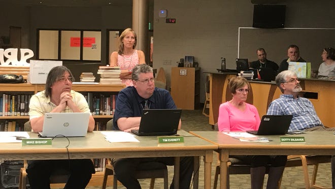 Pennfield Schools Board of Education members, from left, Vice President Mike Bishop, Superintendent Tim Everett and board members Dotty Dilsaver and Craig Korpela.