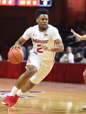 Marist College's Brian Parker makes a move to the hoop against Fairfield at McCann Arena on Jan. 22.