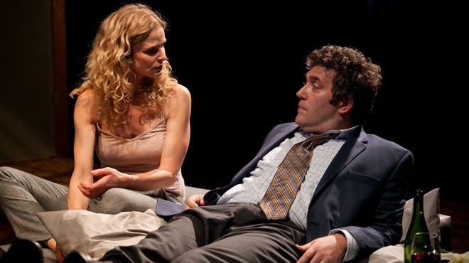 Kyra Sedgwick and Craig Bierko are shown in a production of “The Danish Widow,” written and directed by John Patrick Shanley.