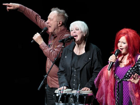 Fred Schneider, Cindy Wilson, and Kate Pierson, founding members of The B-52s perform at ACL Live in Austin, Texas.