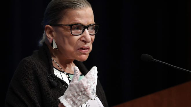 U.S. Supreme Court Justice Ruth Bader Ginsburg speaks at the Georgetown University Law Center campus in Washington, Wednesday, Sept. 20, 2017.