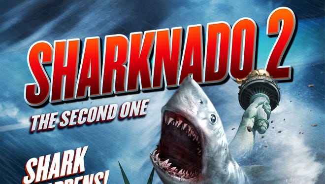 This photo released by NBCUniversal shows the key art for "Sharknado 2: The Second One." The new movie will take a bite out of New York City on July 30, 2014, in Syfy's sequel to the campy classic that aired last summer