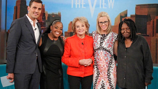 
This undated photo released by ABC shows, from left, Bill Rancic, Sherri Shepherd, Barbara Walters, Jenny McCarthy, and Whoopi Goldberg, on “The View.” Shepherd says she's leaving ABC's daytime talk show "The View" after seven years. In a statement Thursday, June 26, Shepherd says that after "careful consideration" she has decided it's time to move on.
