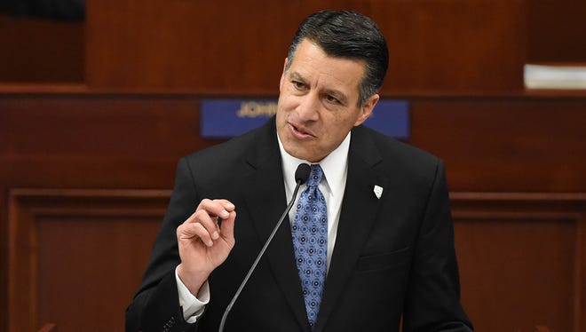 Gov. Brian Sandoval gives the State of the State speech on Jan. 15 in the Assembly chambers of the Nevada Legislature in Carson City.