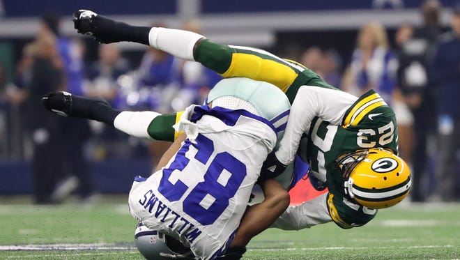 Green Bay Packers cornerback Damarious Randall (23) is one of nine former Arizona high school or college football players still in the NFL playoffs.