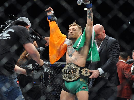Conor McGregor is declared the winner by knockout and