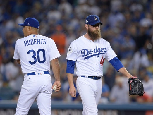 Game 2 at Dodger Stadium: Josh Fields is removed by
