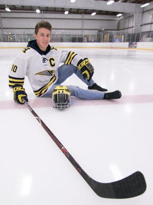 Jake Behnke of Hartland is Livingston County's hockey Player of the Year after scoring 35 goals and 21 assists for a state Division 2 championship squad.