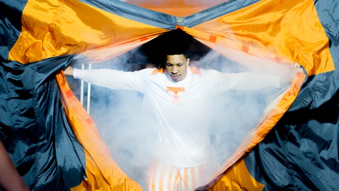 Tennessee forward Grant Williams (2) takes the court during a game between Tennessee and Texas A&M at Thompson-Boling Arena in Knoxville, Tennessee on Saturday, January 13, 2018.