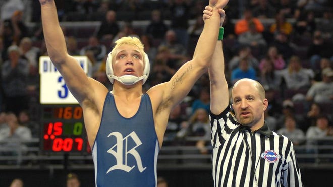 Richmond’s Devin Skatzka won his fourth straight state wrestling title this past season.