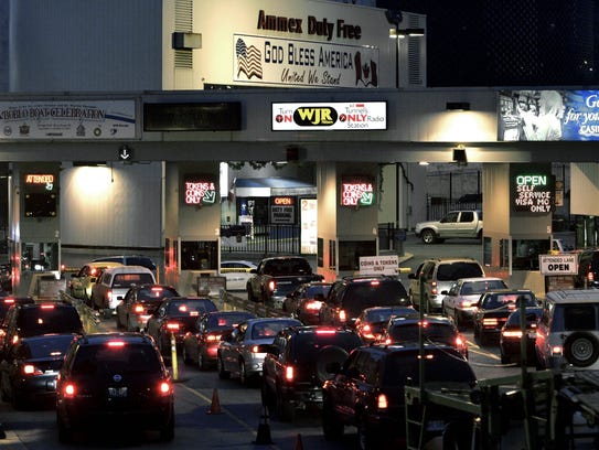 Motorists line up at the Detroit-Windsor Tunnel in