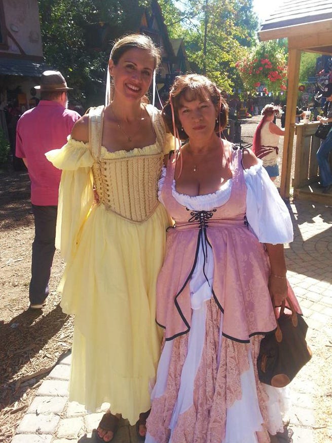 Lauren Stuart, (left) of Keego Harbor,  and longtime family friend Joyce Taylor of White Lake, attend the Renaissance Festival in Holly in 2013.  On Feb. 15, 2018, Stuart, 45, shot and killed her husband, two grown children and herself inside her Keego Harbor home.  She was a former Jehovah's Witness follower who had been shunned after leaving the faith. 