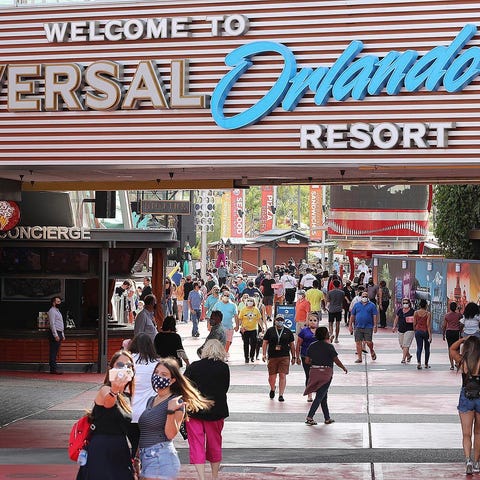 Guests enjoy themselves at Universal CityWalk on T