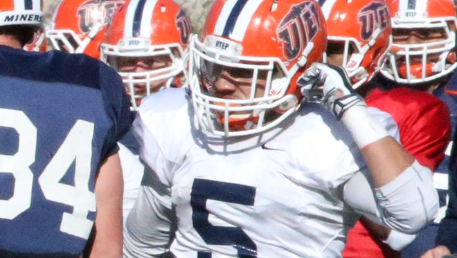 UTEP linebacker Leon Hayes, 5, has been playing well during spring practice, said UTEP head football coach Sean Kugler.