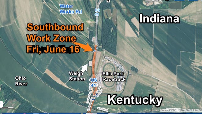 This is a map of the work zone for U.S. 41. The lane closure is set for the southbound side of U.S. 41 on Friday, June 16, 2017.