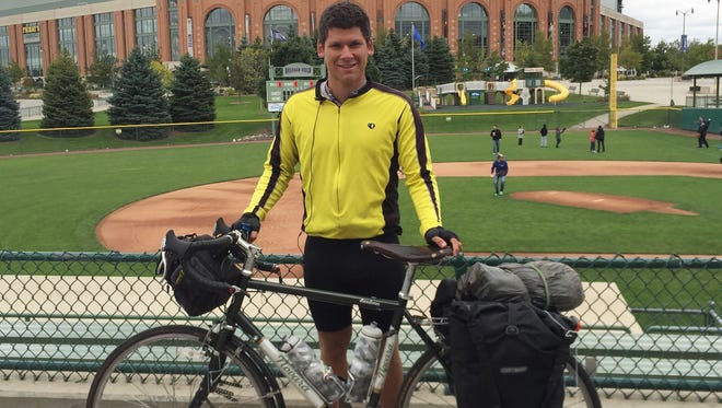 The last stop on Matt Stoltz's Biking for Baseball adventure was at Miller Park in Milwaukee.