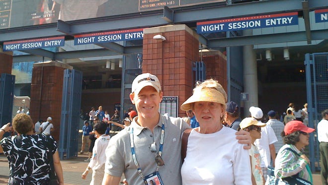 Reporter Douglas Robson and his mother Margaret Robson at the U.S. Open.