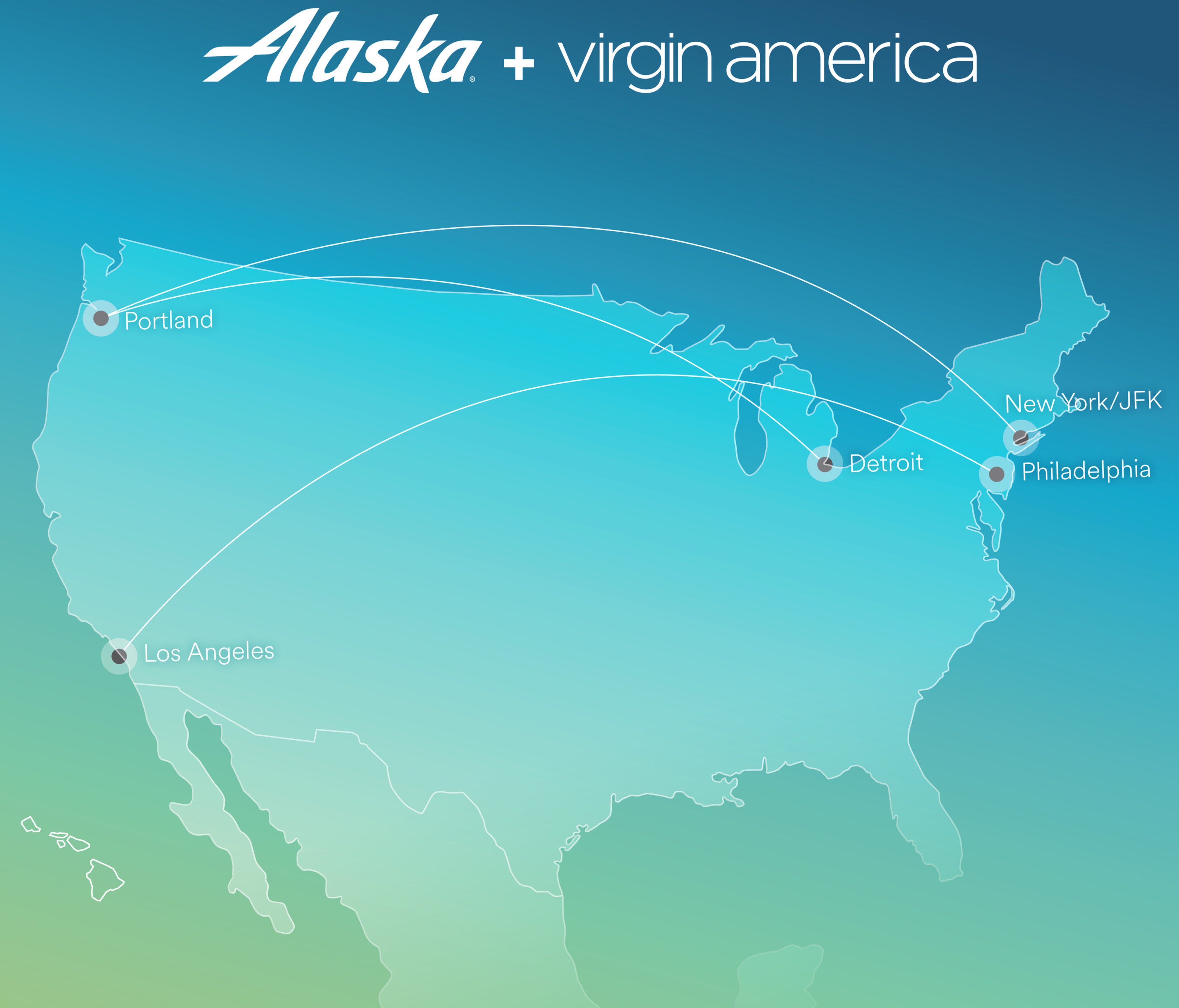 This promotional image from Alaska Airlines shows new cross-country routes it announced on April 5, 2017.