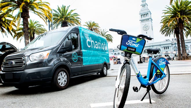 Ford bought San Francisco-based commuter shuttle company Chariot. Ford also has public shared bikes in San Francisco.