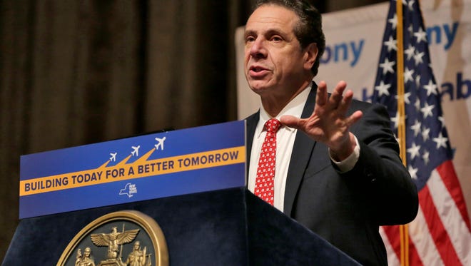 File photo: New York Gov. Andrew Cuomo makes an infrastructure announcement about JFK International Airport in Jan. 2017. (AP Photo/Richard Drew)