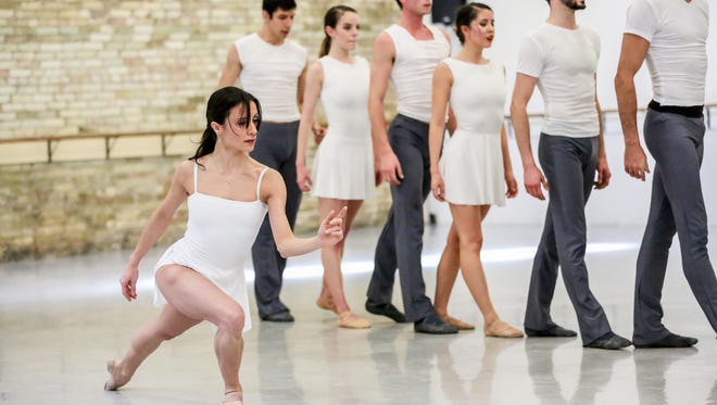 Luz San Miguel rehearses for Milwaukee Ballet's "MXE" program, which pairs choreographers from the company with local musicians, including The Vitrolum Republic and Dasha Kelly.