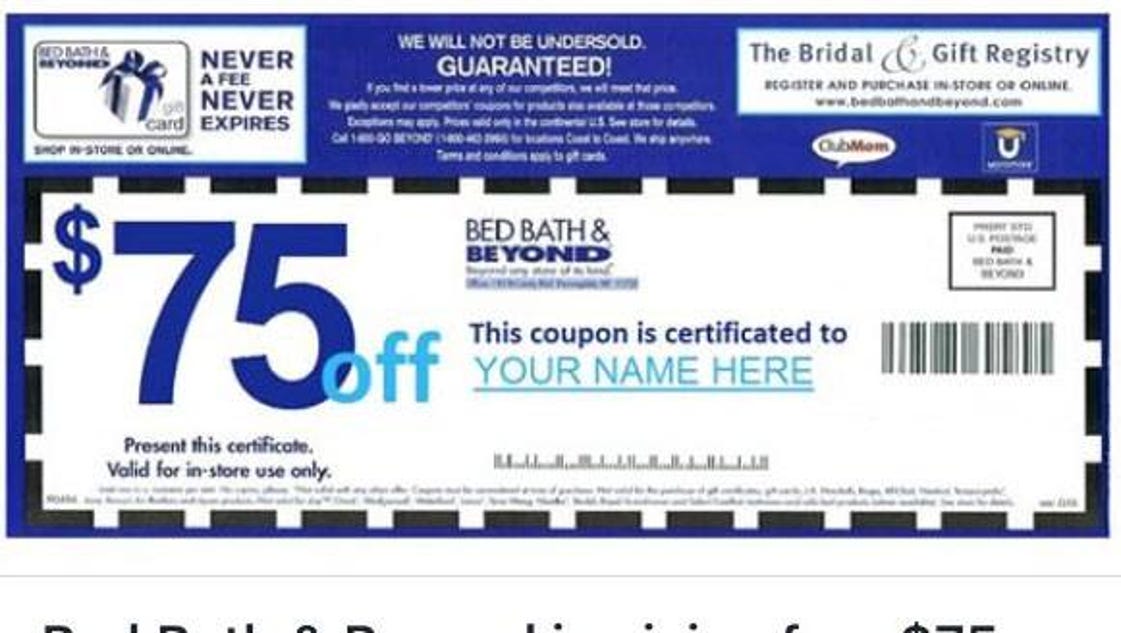 This $75 Bed Bath & Beyond coupon is a scam