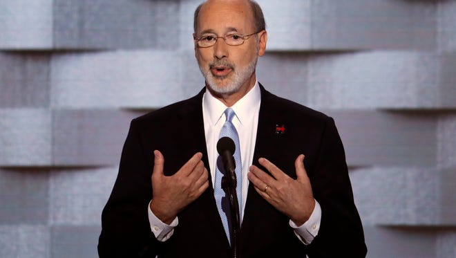 Gov. Tom Wolf, D-Pa., speaks during the final day of the Democratic National Convention in Philadelphia , Thursday, July 28, 2016. (AP Photo/J. Scott Applewhite)