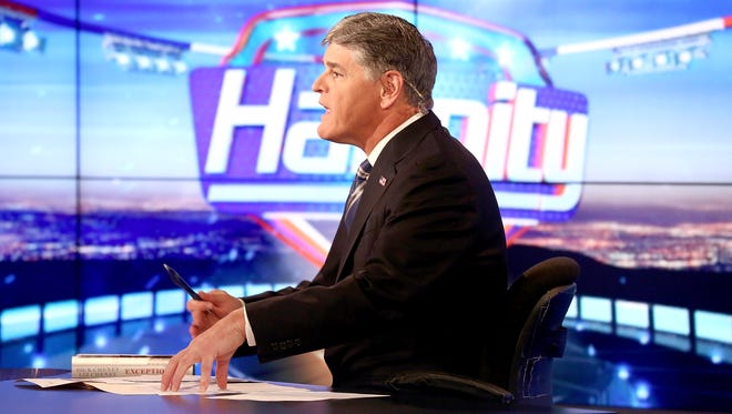 Sean Hannity on the set of Fox News Channel's "Hannity" in 2015 in New York City.