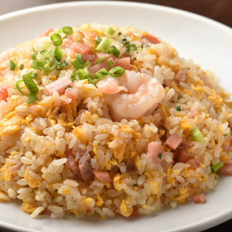 Chinese food,rice ,shrimp,egg,vegetables