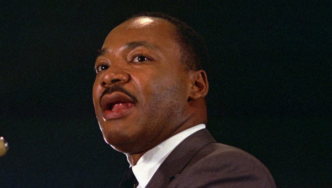 The Rev. Dr. Martin Luther King Jr. speaks April 15,1967, at a peace rally in New York City. The annual holiday remembering the slain civil rights leader will be celebrated Monday.