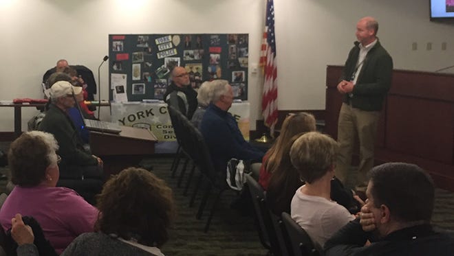 About 50 people gathered at York City Hall Wednesday to talk about the heroin epidemic.