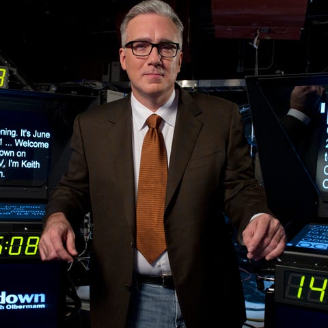 Keith Olbermann on the set of his show Countdown...