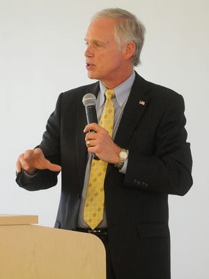 Senator Ron Johnson talks to Lomira school students at Kondex in Lomira as part of Manufacturing Day. Several grades of Lomira students as well as many Kondex employees were in attendance to listen to the Senator talk about the state of the nation and it's economic hardships right now and in the future. Friday October 3, 2014. Doug Raflik/Action Reporter Media