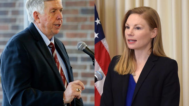 Gov. Mike Parson and State Auditor Nicole Galloway