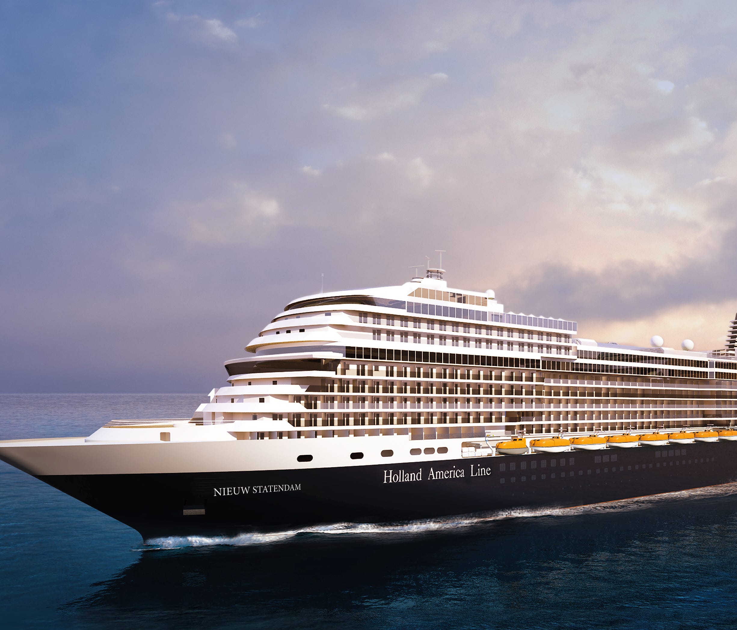 An artist's drawing of Nieuw Statendam, a Holland America ship scheduled to debut in December 2018.