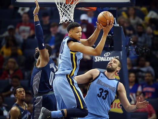 Memphis Grizzlies forward Ivan Rabb (10) picks up a