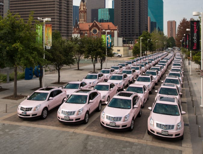 Pink Cadillacs gather for Mary Kay cosmetics rally