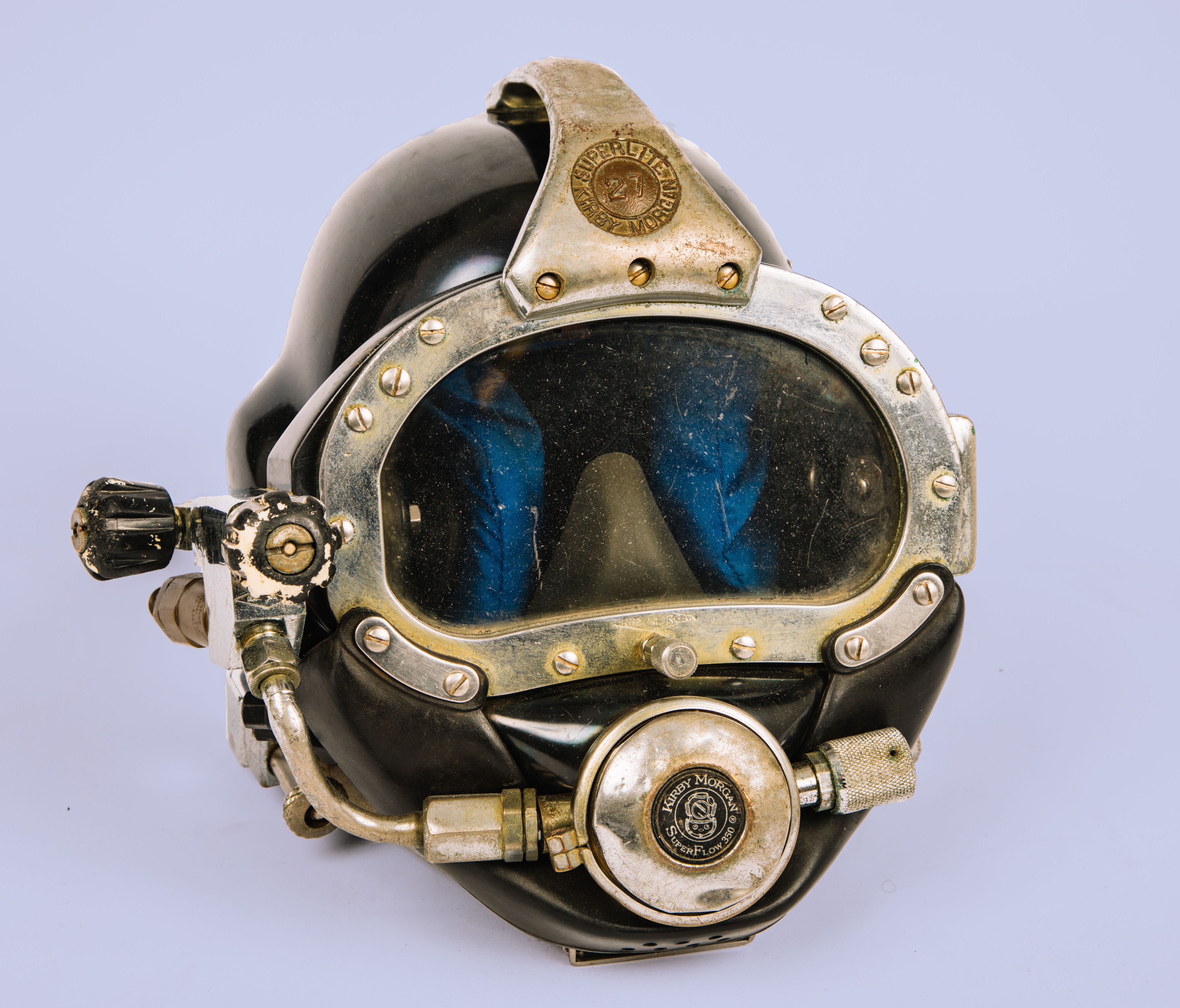 Deep water diving helmet. Weighs nearly 30 pounds.