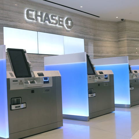 Interior of a modern Chase banking branch.