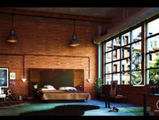 Artistic rendering of bedroom design possibility at