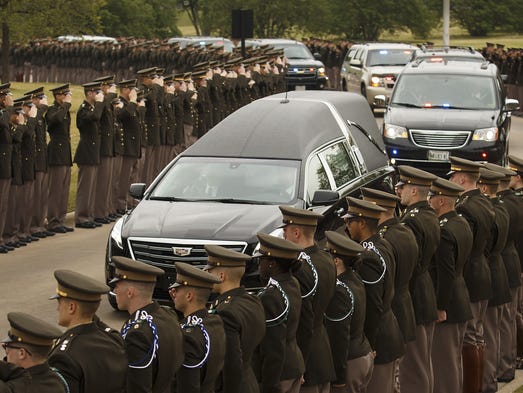 The hearse carrying former first lady Barbara Bush