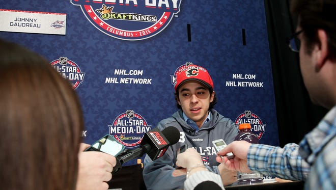 during Media Day for the 2015 NHL All-Star Game at Columbus Convention Center on January 23, 2015 in Columbus, Ohio.
